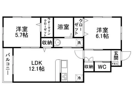 PRIMO(2LDK/1階)の間取り写真