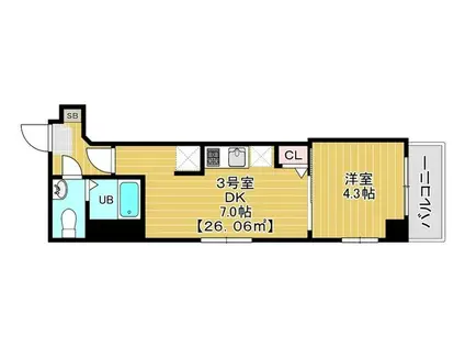 スピカ東小岩 603(1DK/6階)の間取り写真