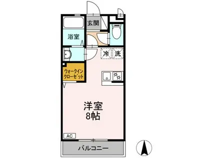 フィレンツェ(1K/2階)の間取り写真