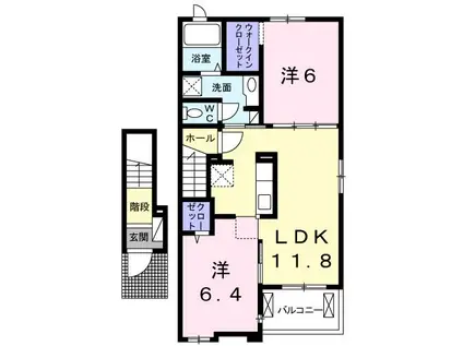 ルーラルハウスIII B(2LDK/2階)の間取り写真
