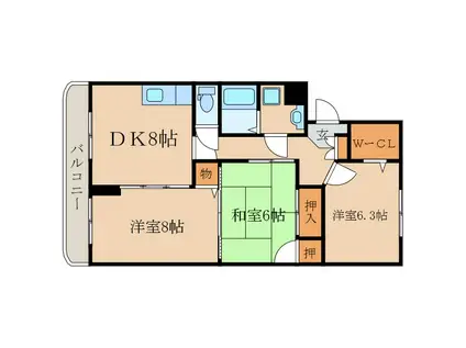 ハピライフマンション(3DK/2階)の間取り写真