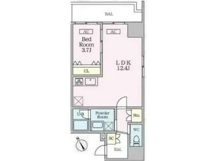 シャントロワ曙橋(1LDK/5階)の間取り写真