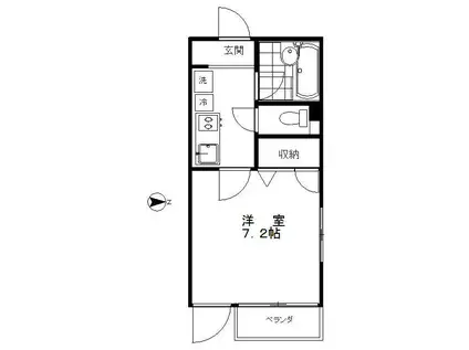 リシェ西大井(1K/1階)の間取り写真