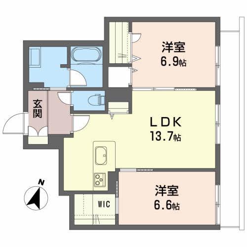 シティプラザ長者(2LDK/1階)の間取り写真
