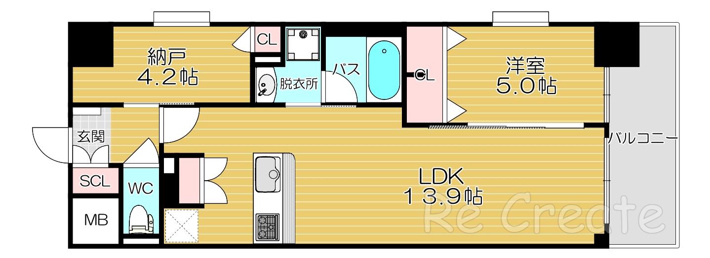 スプランディッド上本町ウエストII(2LDK/12階)の間取り写真