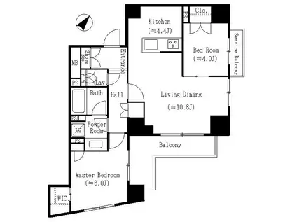 クレアーレ船堀(2LDK/8階)の間取り写真