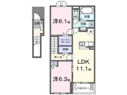 トワレジデンス館山(2LDK/2階)の間取り写真