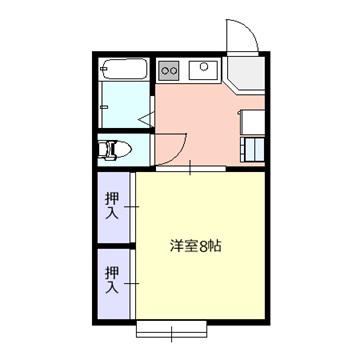 パークサイドハイツA(1K/2階)の間取り写真