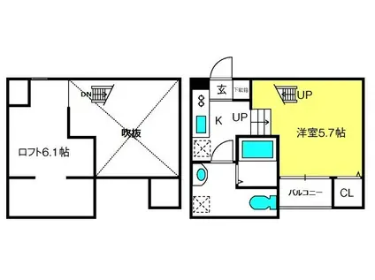 EL CASA 日進(1K/2階)の間取り写真