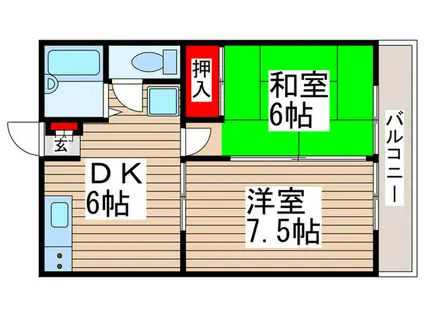 ランドフォレスト柏の葉II(2DK/1階)の間取り写真