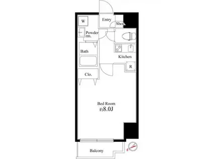 グランパーク東京イースト(1K/8階)の間取り写真