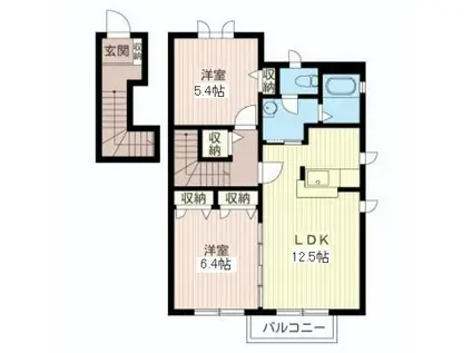 ペイサージュA棟(2LDK/2階)の間取り写真