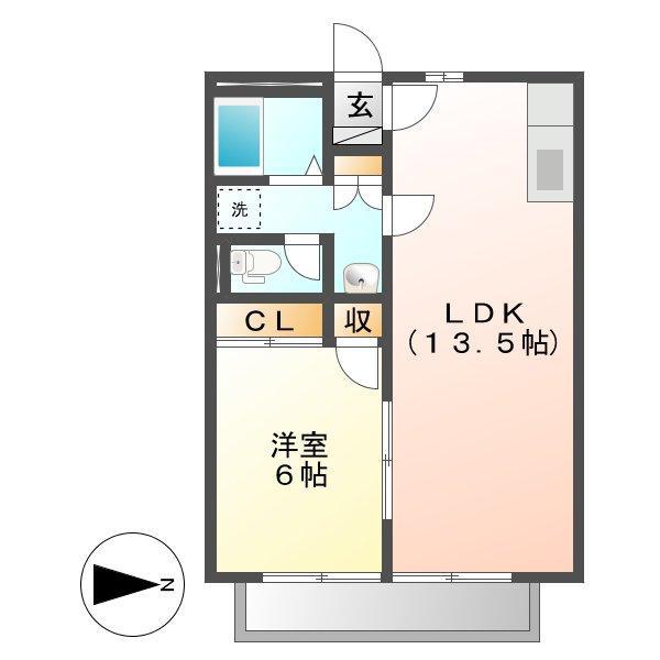 パルネットエポック(1LDK/2階)の間取り写真