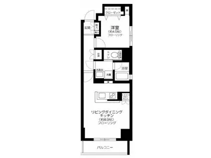 コスモグレイス新宿(1LDK/6階)の間取り写真