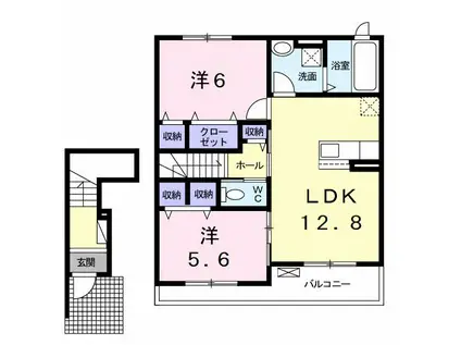グランパレス カシマ I(2LDK/2階)の間取り写真
