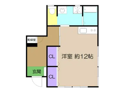 刈谷ハウス(ワンルーム/1階)の間取り写真