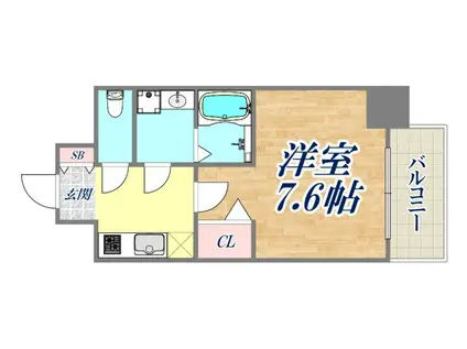 ポルト・ボヌール神戸湊川公園(1K/9階)の間取り写真