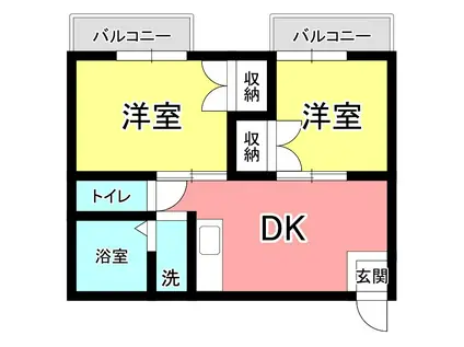 メゾンドールII(2LDK/4階)の間取り写真