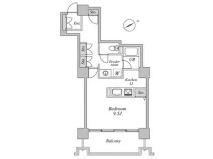 六本木ビュータワー(1K/9階)の間取り写真