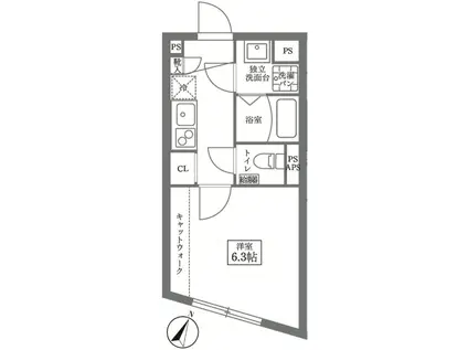 ココキューブ大泉学園(1K/2階)の間取り写真