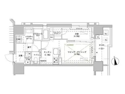 パークスフィア牛込神楽坂(1LDK/13階)の間取り写真