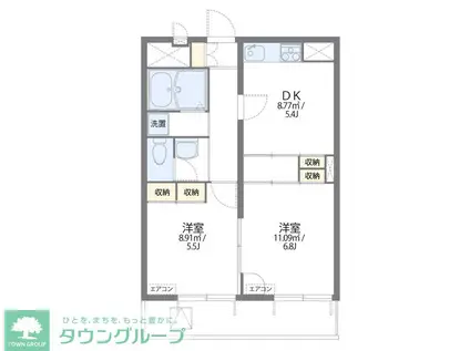 レオパレスプレシア(2DK/4階)の間取り写真