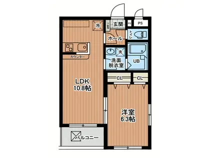 リンデン(1LDK/2階)の間取り写真