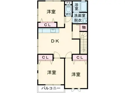 アースマンション野口1号館(3LDK/2階)の間取り写真