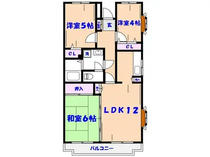 ベルウッド宮久保(3LDK/2階)の間取り写真