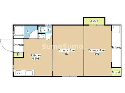 村崎ビル(2DK/3階)の間取り写真