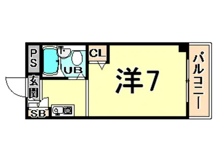 フラット鳴尾(ワンルーム/4階)の間取り写真