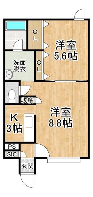 マンションパルテール(1LDK/3階)の間取り写真