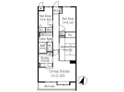 大貫ラガーランド(3LDK/2階)の間取り写真