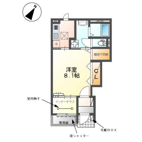 ラ・クレアージュ(1K/1階)の間取り写真