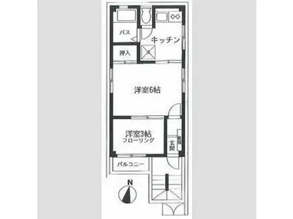 上川ビル(2K/2階)の間取り写真