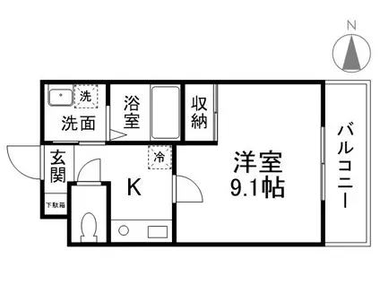 MAPLE御所ノ内(1K/3階)の間取り写真