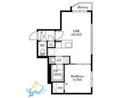 NORDESTA旭ヶ丘(1LDK/3階)の間取り写真