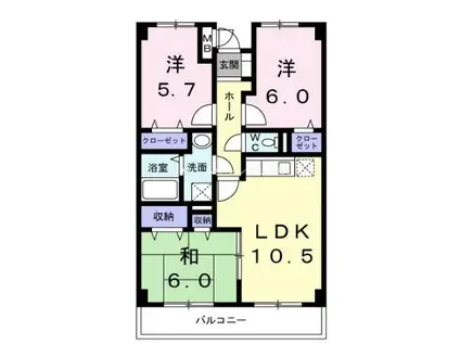 ファインウッド(3LDK/3階)の間取り写真