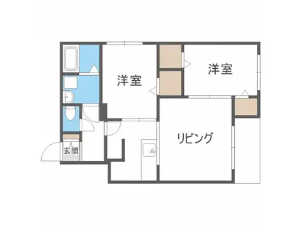 アヴェンタドール 学園前(2LDK/2階)の間取り写真