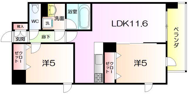 プレステージ9番館(2LDK/3階)の間取り写真