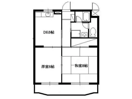 ロイヤルマルトウII(2DK/1階)の間取り写真