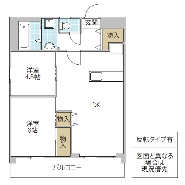 リエス水戸大町(2LDK/4階)の間取り写真