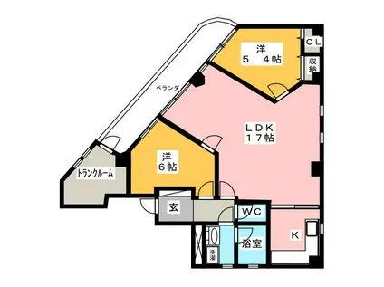 エクセレントパセール(2LDK/2階)の間取り写真