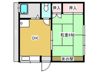 パインハイム(1DK/2階)の間取り写真