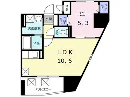 グランドルチェ白山(1LDK/4階)の間取り写真