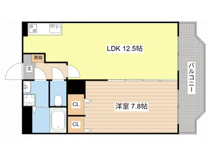 ブレイン新旭(1LDK/3階)の間取り写真