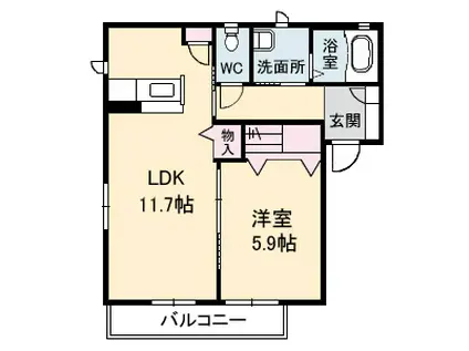 ラグーナ(1LDK/1階)の間取り写真