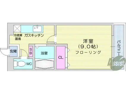 アラモード南光台(1DK/1階)の間取り写真