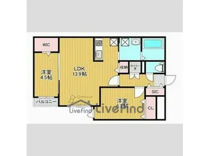 平岸5-13(2LDK/5階)の間取り写真