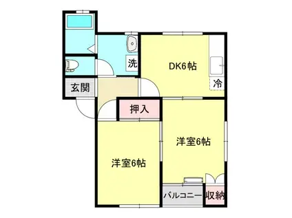 ヴィラケント(2DK/2階)の間取り写真